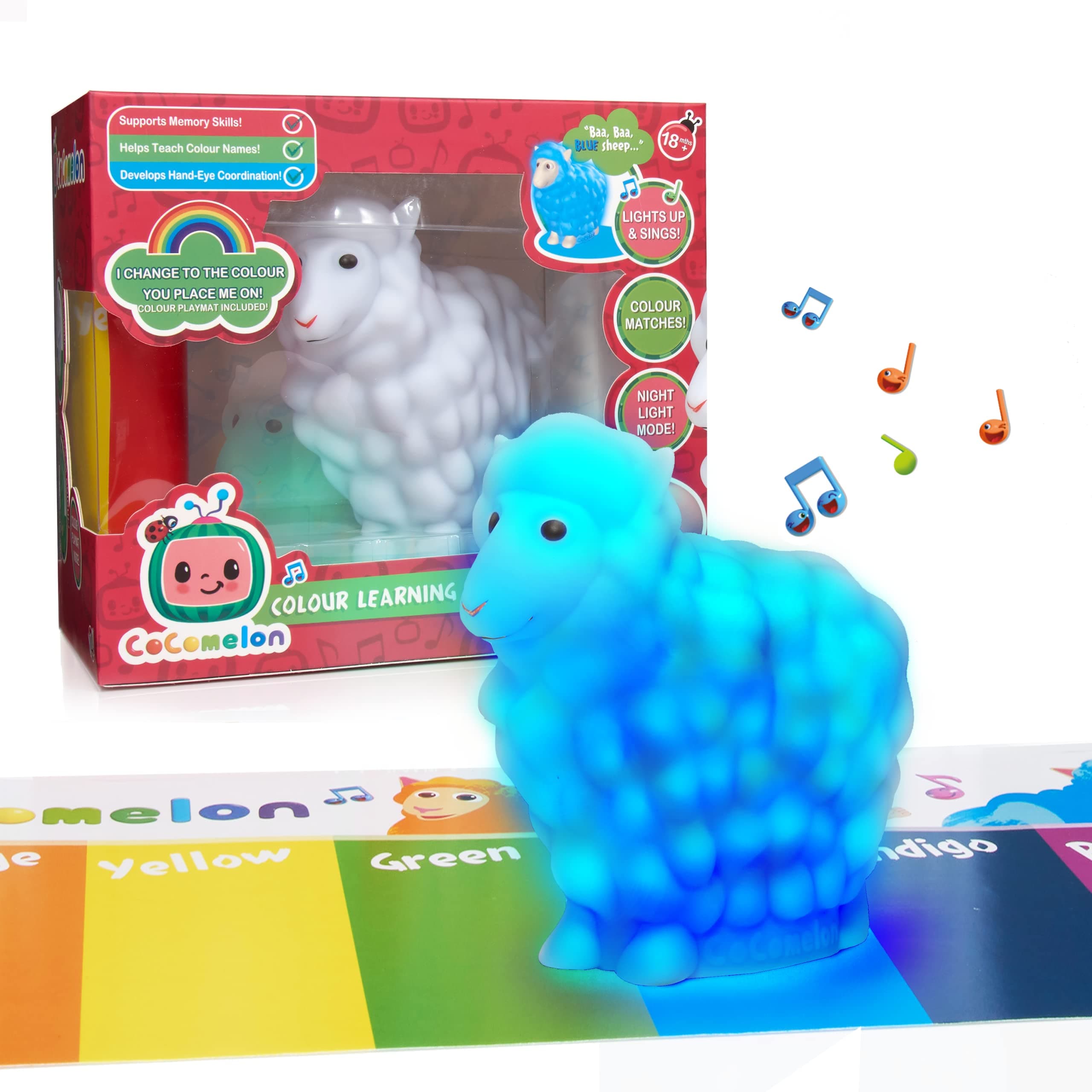 WOW! STUFF Musical CoComelon Sheep Changes Colour Matches | Plays Nursery Rhyme | Night Light Sleep Dummy Mode | Preschool Learning Toy | Girls and Boys 2-5