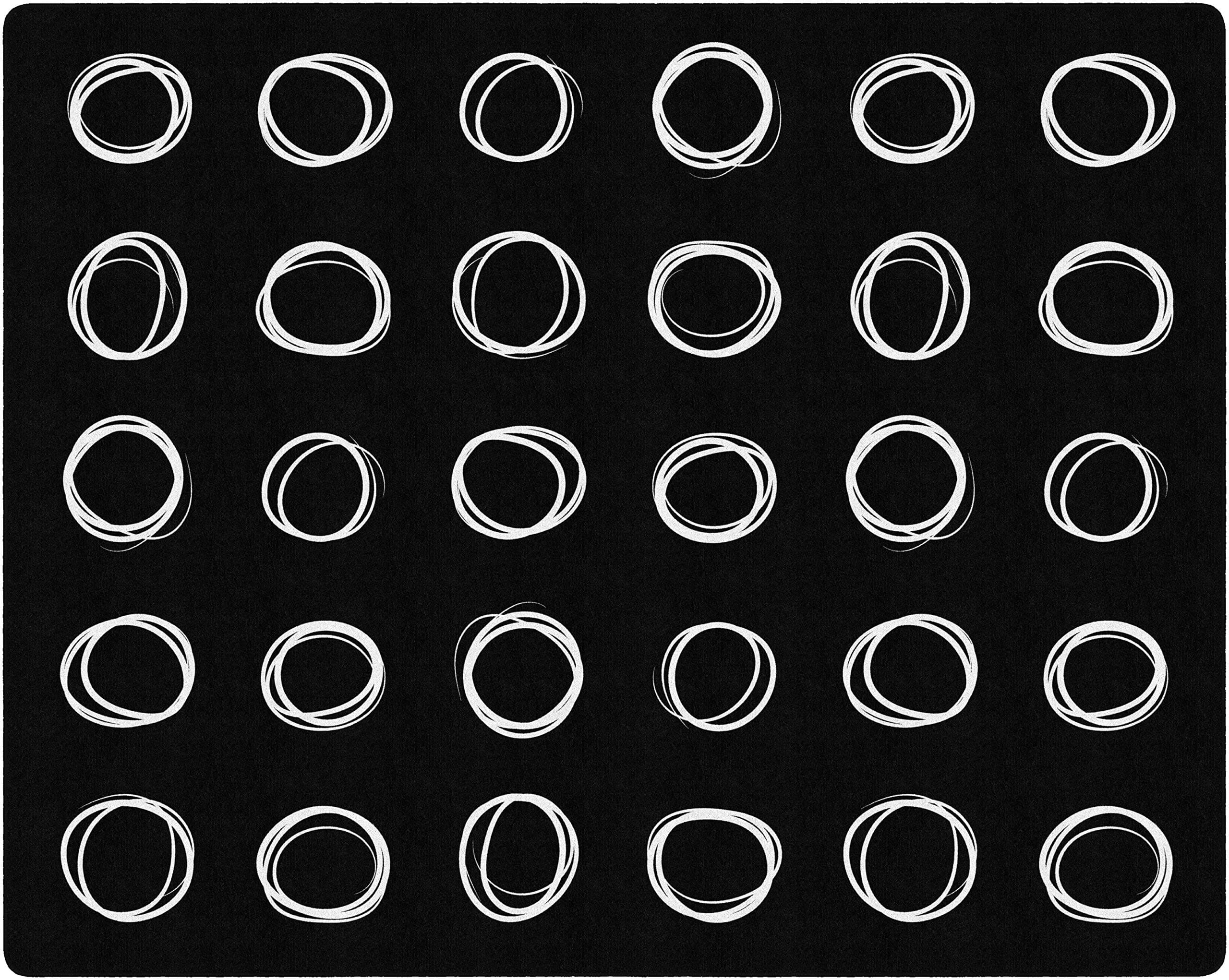 Flagship CarpetsCircle Sampler Abstract Classroom Educational Area Rug for Kids and Teachers, Durable Quality for Schools, Preschool, Daycare, & Learning Centers, Seats 30, 10'6" x 13'2", Black