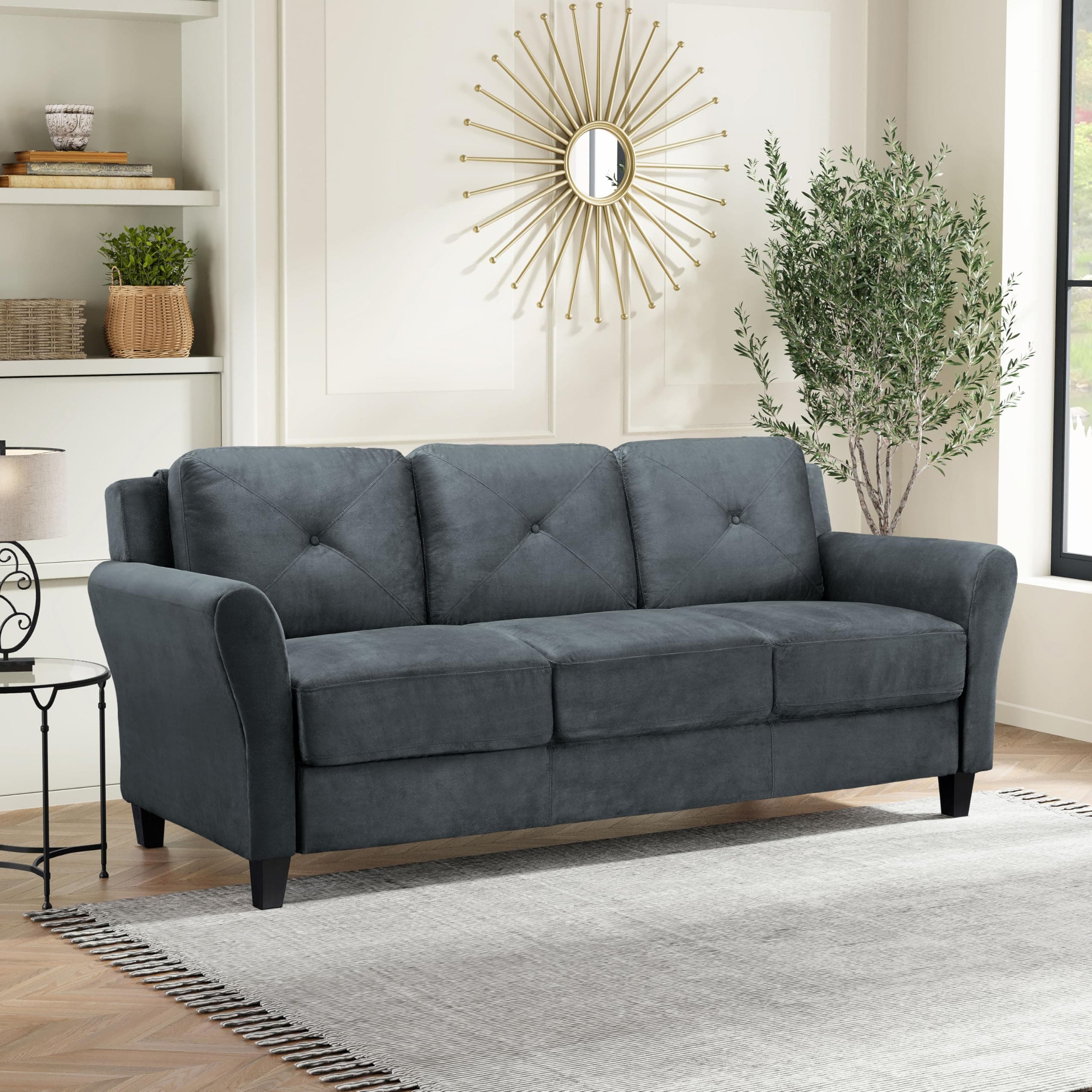 Collection Grayson Micro-Fabric Sofa, Dark Grey