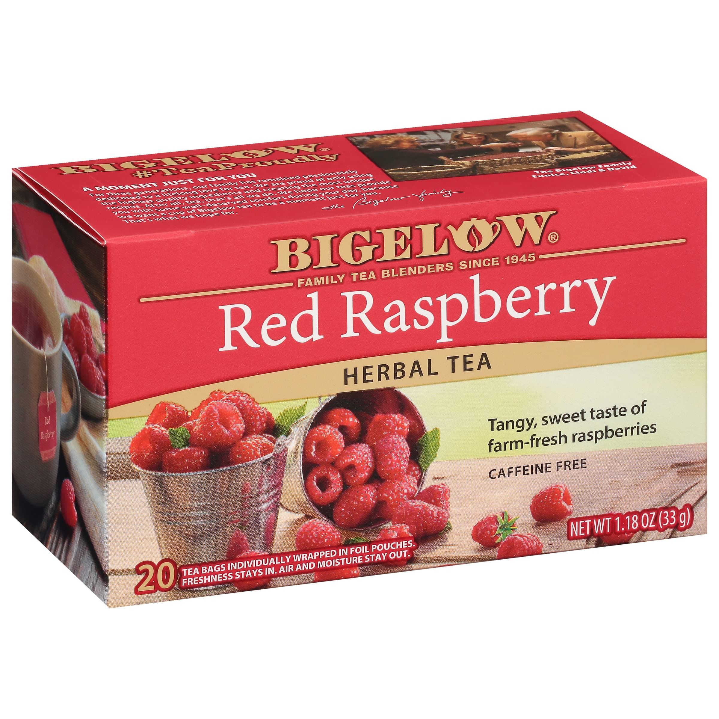 Red Raspberry Herbal Tea, Caffeine Free Tea with Red Raspberries, Apples and Elderberries, 20 Count Box (Pack of 6), 120 Total Tea Bags
