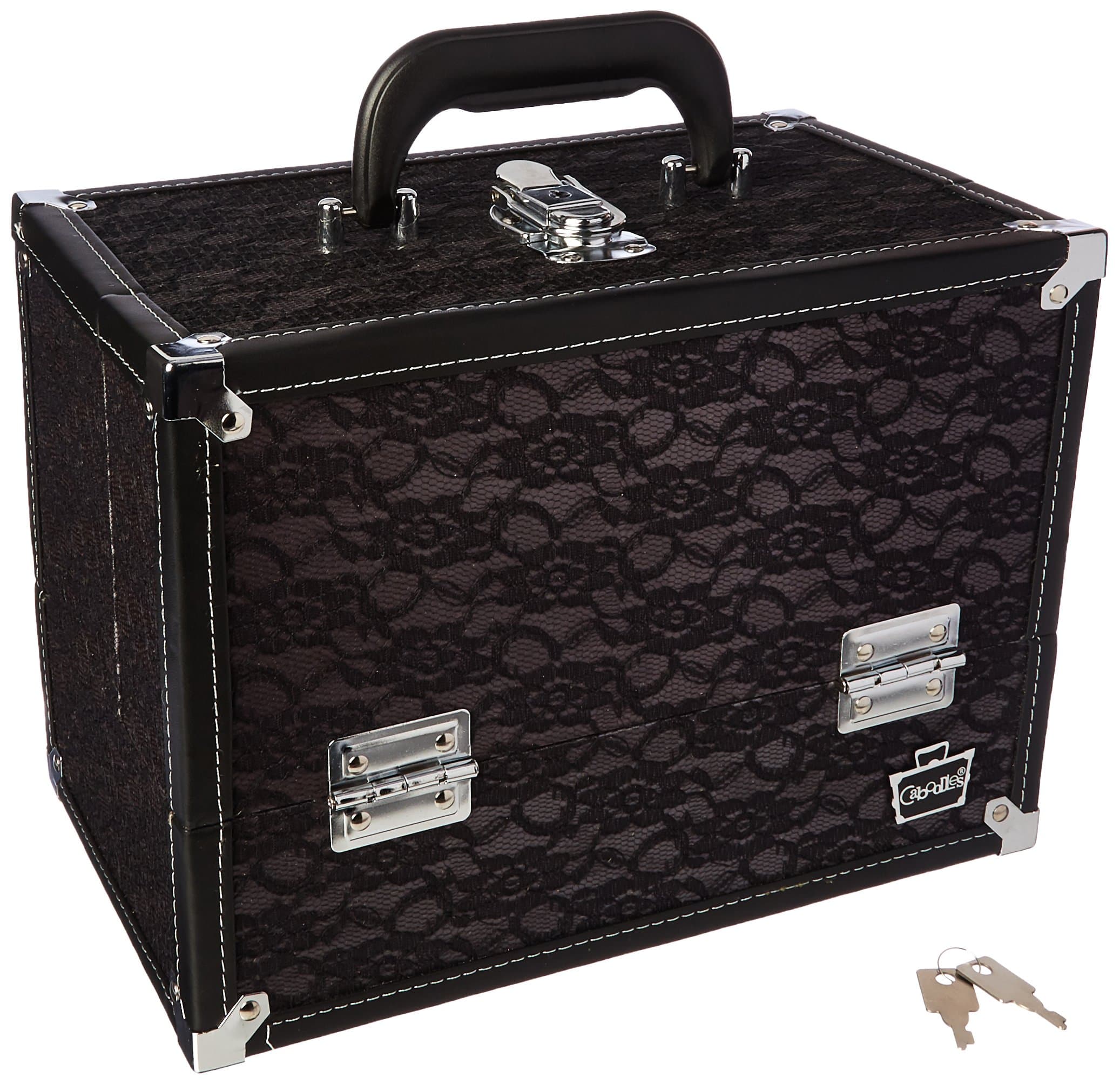 Caboodles Stylist Train Case, Black Lace Over Silver
