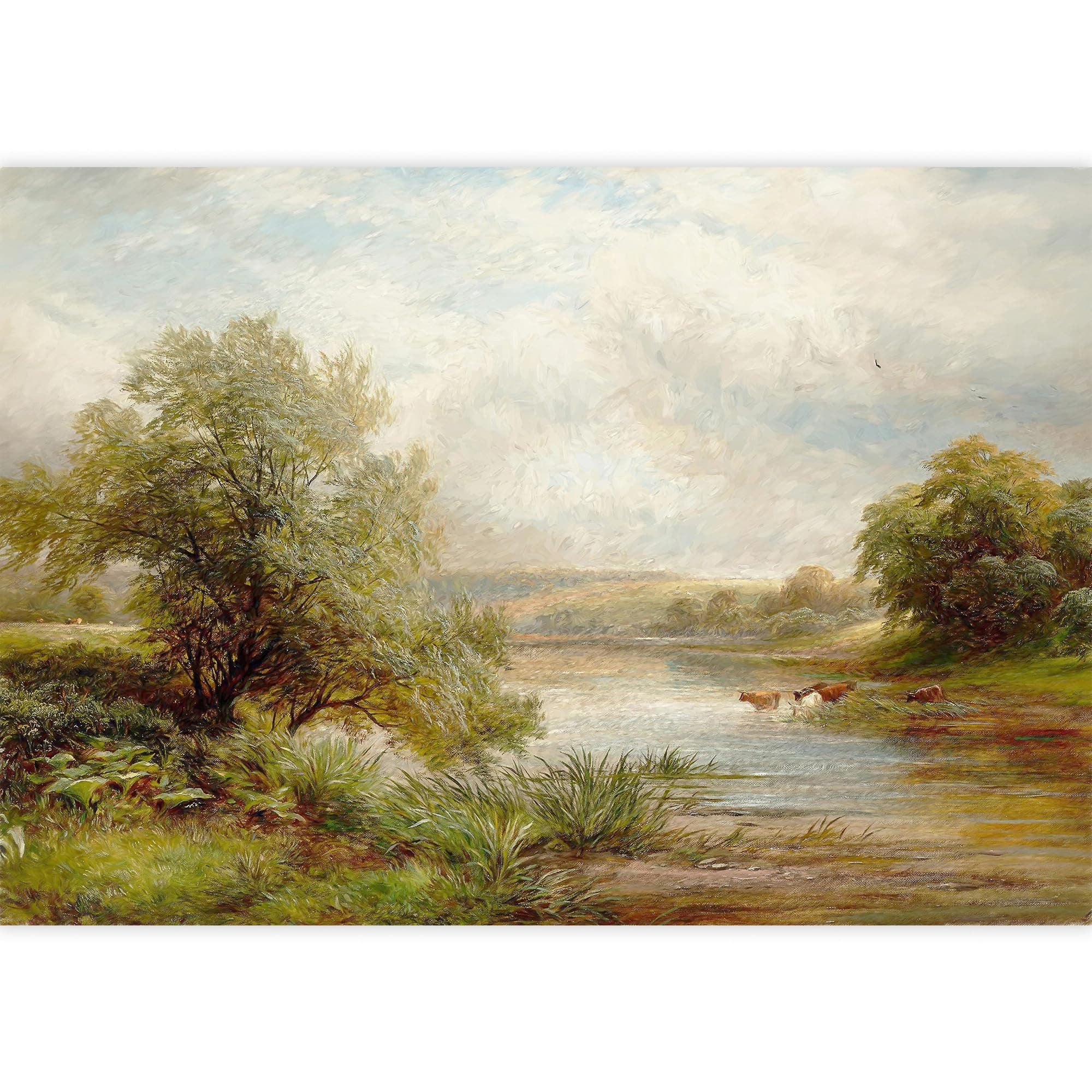 IDEA4WALL Removable Wall Sticker/Wall Mural Pastel Scenic Forest Tree Valley Nature Wilderness Illustrations Fine Art Farmhouse/Country Landscape Rustic for Living Room, Bedroom, Office - 66"x96"