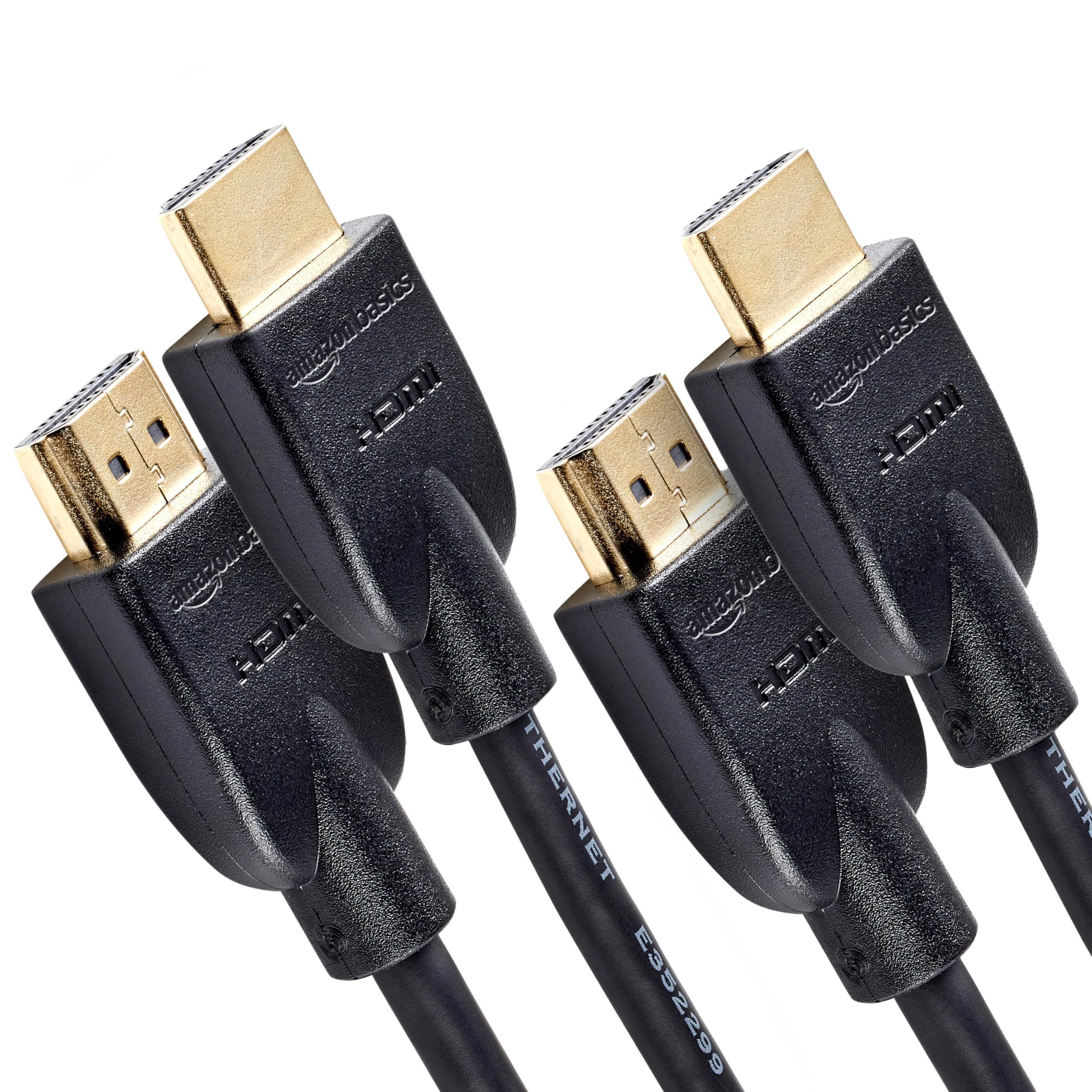 Amazon Basics 2-Pack HDMI Cable, 18Gbps High-Speed, 4K@60Hz, 2160p, Ethernet Ready, 3 Foot (1M), Black