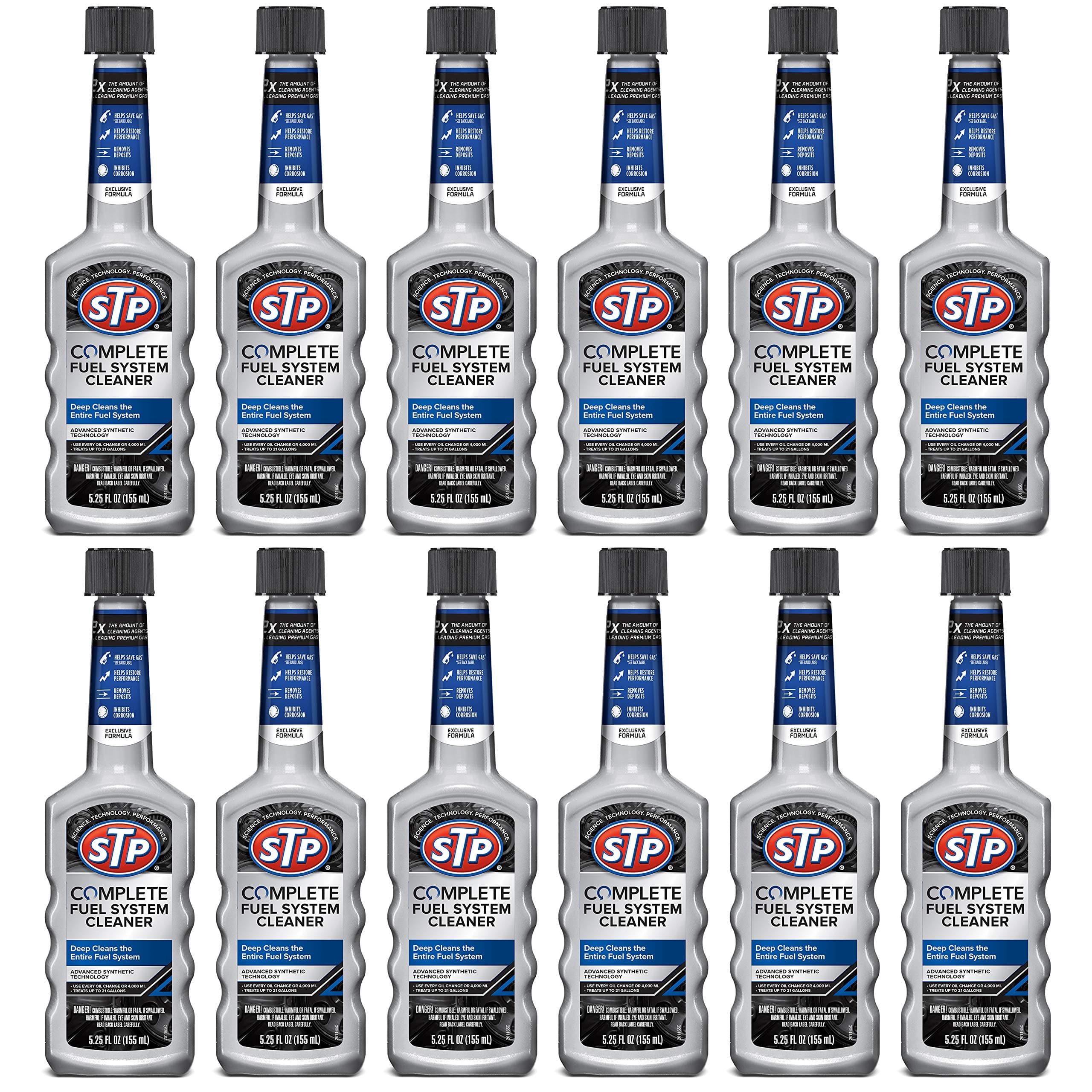 STP Fuel System Cleaner and Stabilizer by STP, Fuel System Cleaner for Cars, Trucks, Motorcycles, 5.25 Fl Oz Each, 12 Pack