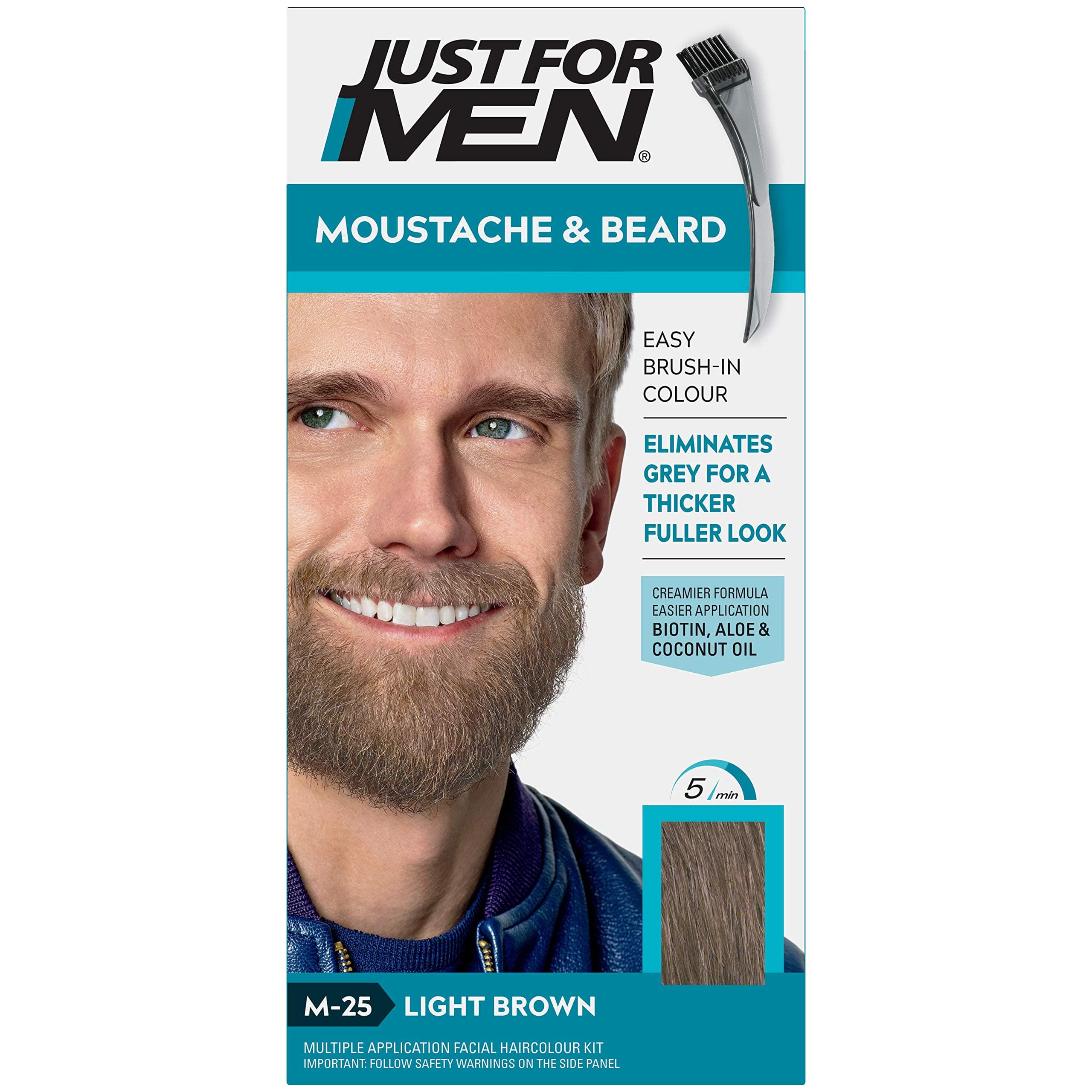 Moustache & Beard Light Brown Dye , Eliminates Grey for a Thicker & Fuller Look M25