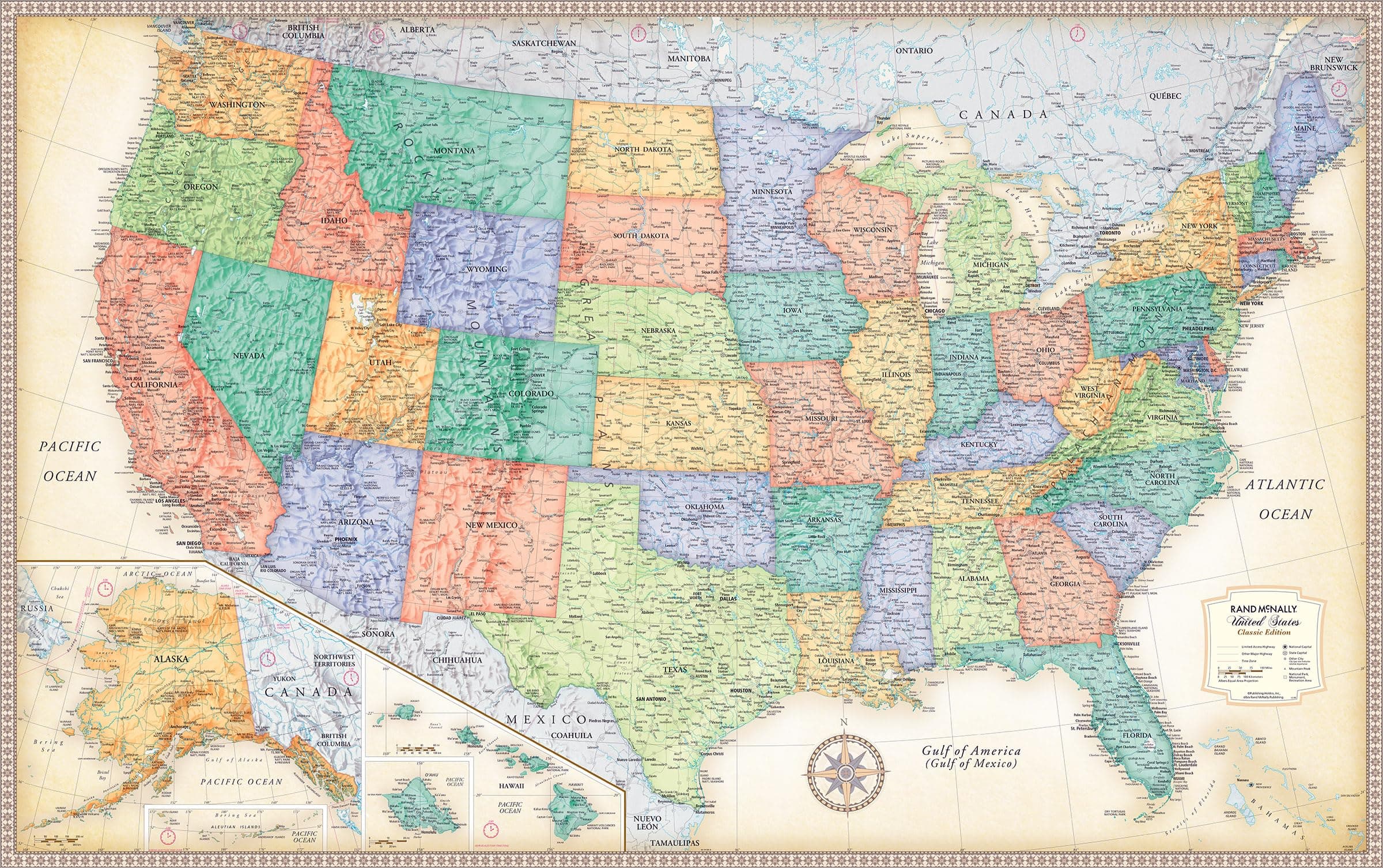 Rand McNally Classic Edition U.S. Wall Map – Laminated Rolled