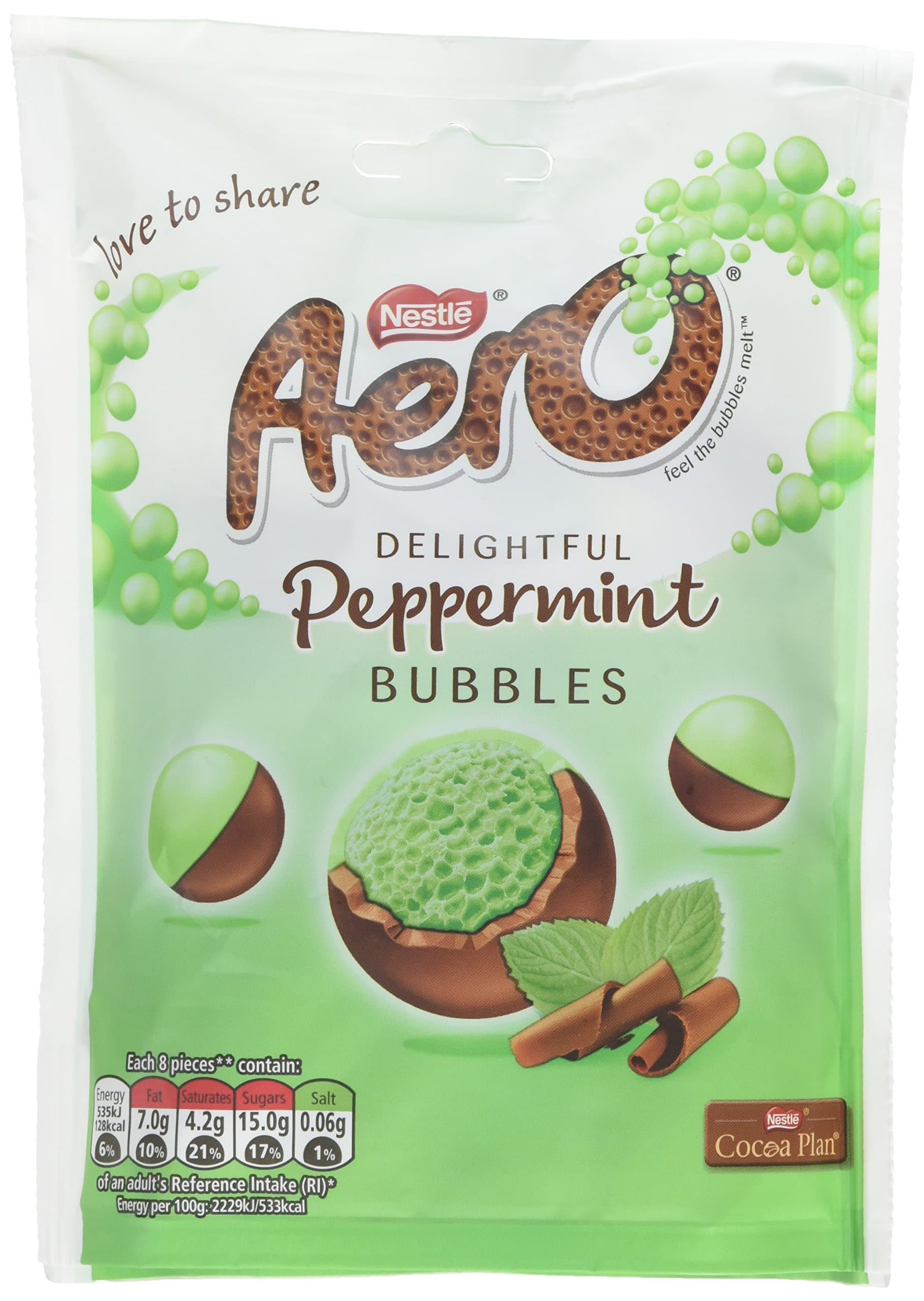 Aero Bubbles Mint Chocolate Sharing Bag, 113g