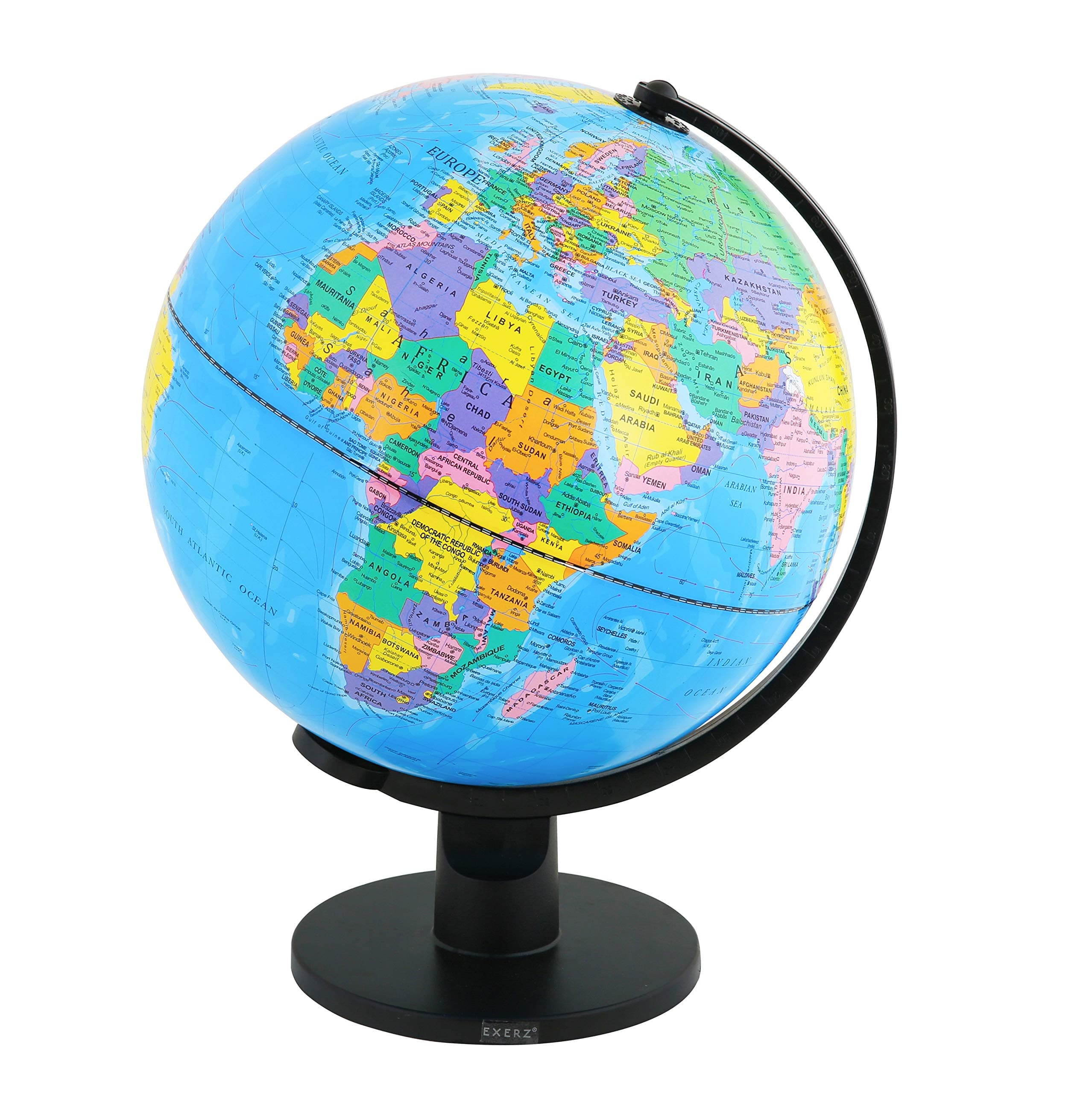 EXERZ 30CM Educational Globe - Large World Globe Swivel Rotating Political Map - Diameter 30cm