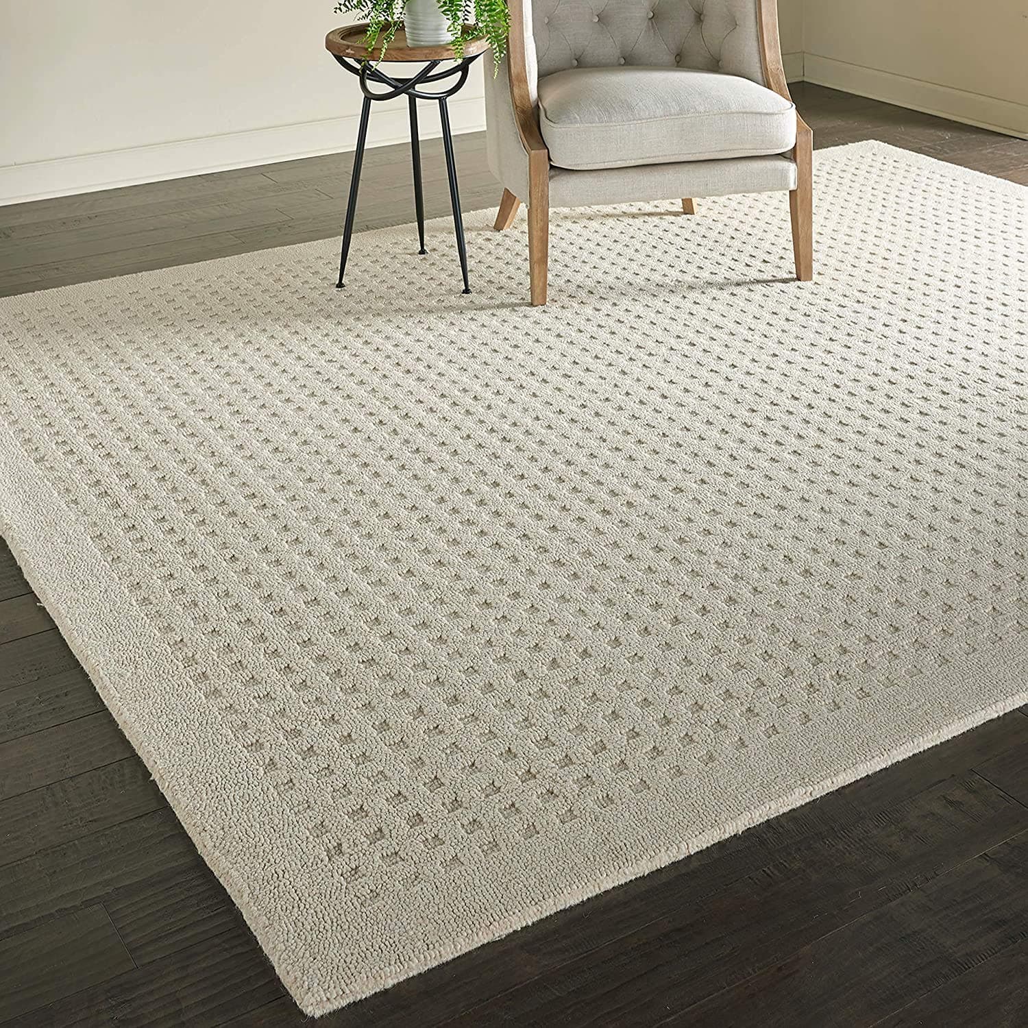 ZARACARPETS Solid Plain Exported Quality Hand Made Carpets and Rug Size 9 Feet by 12 Feet (9x12 feet) Loop Offwhite