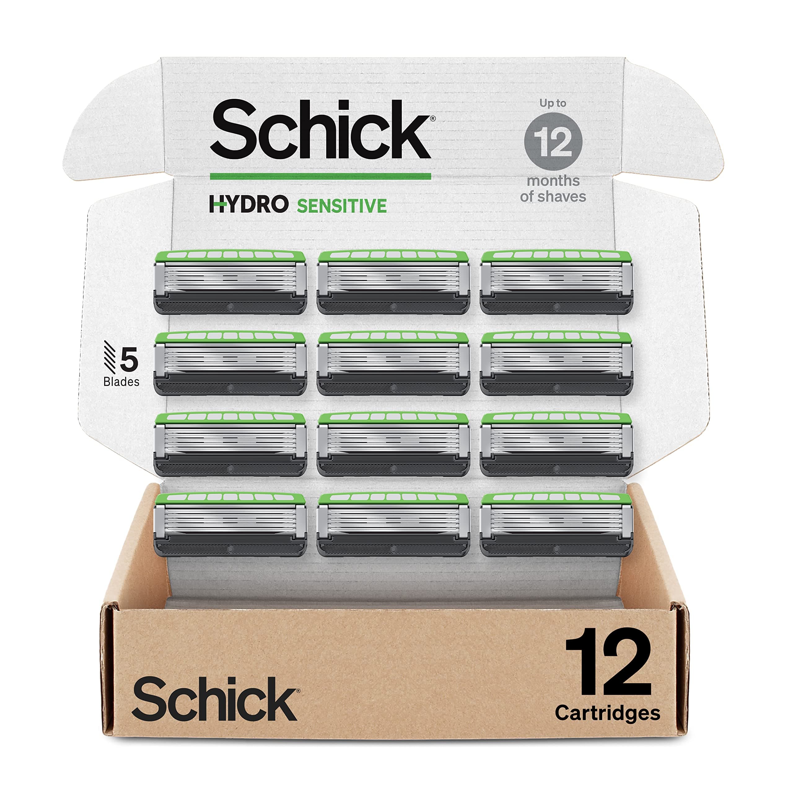 Schick Hydro Sensitive Refills — Razor For Men, Men’S Refills, 12 Count