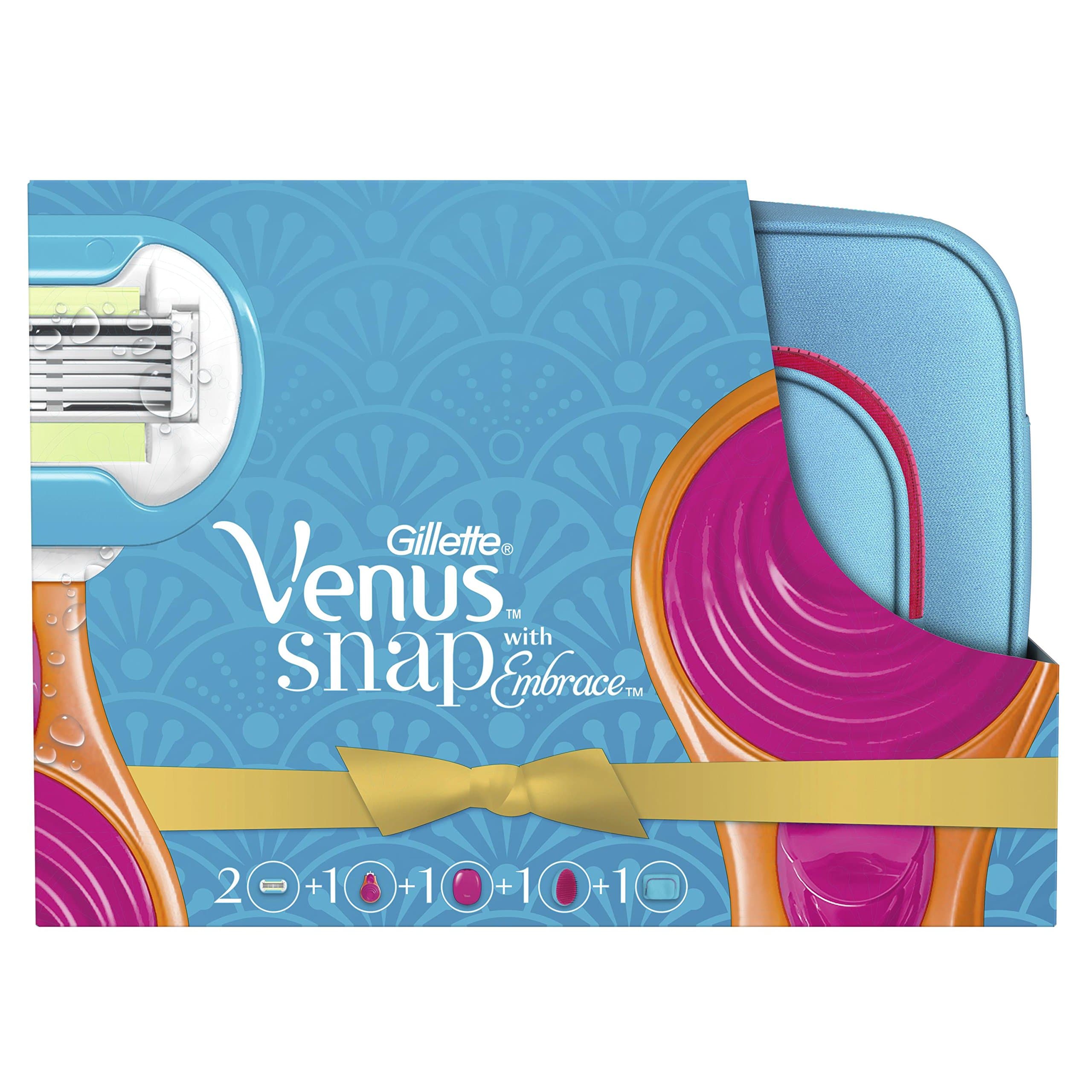 Gillette Venus Snap Women's Compact Razor Gift Set + 1 Blade Refill + Travel Case + Hairbrush + Travel Bag