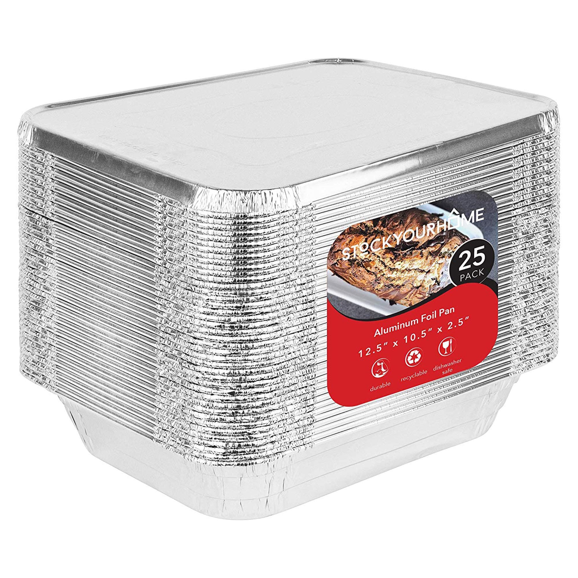 9 x 13 Aluminum Foil Pans with Lids 25 Each - Disposable Steam Table Deep Pans Great for Restaurants, Parties, BBQ, Catering, Baking, Cooking, Heating, Storing, Prepping Food – 12.5" x 10.25" x 2.5"