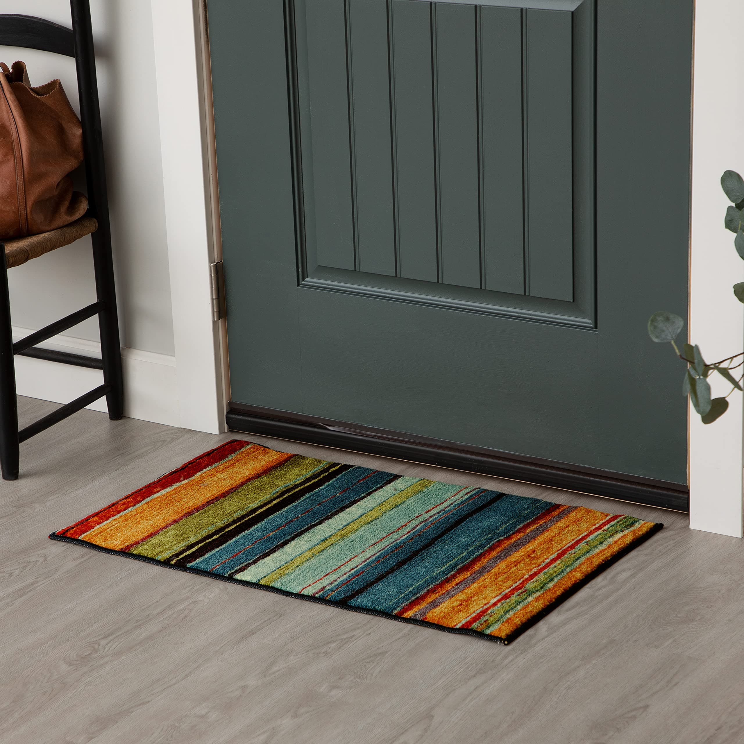 Rainbow Stripe 2' 6" x 3' 10" Area Rug - Multicolor - Perfect for Living Room, Dining Room, Office