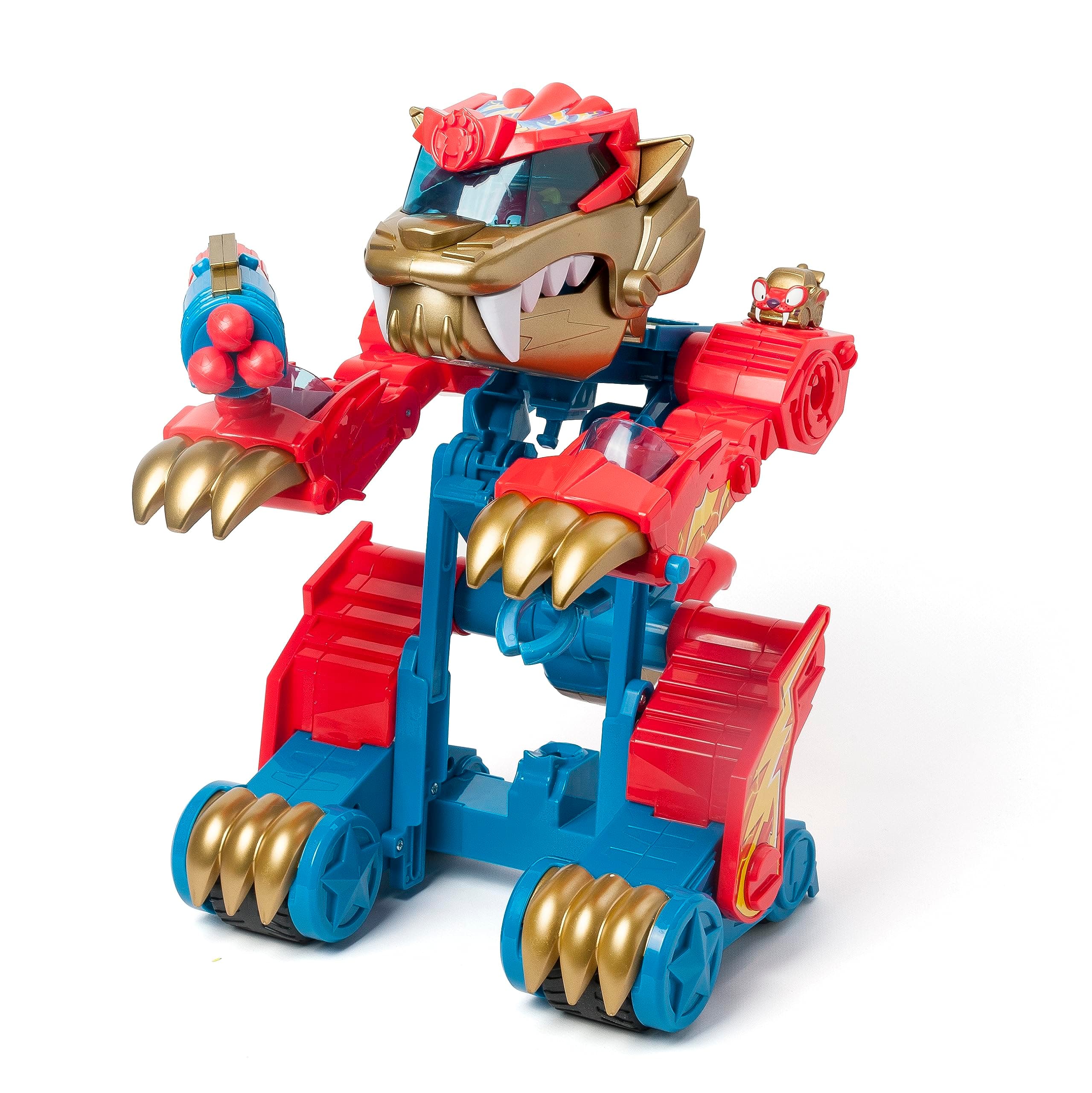 SUPERTHINGS Wild Tigerbot – Transformable Tiger Robot. The robot turns into a vehicle. Includes 1 exclusive Wild Kid and 1 exclusive Wild SuperThing