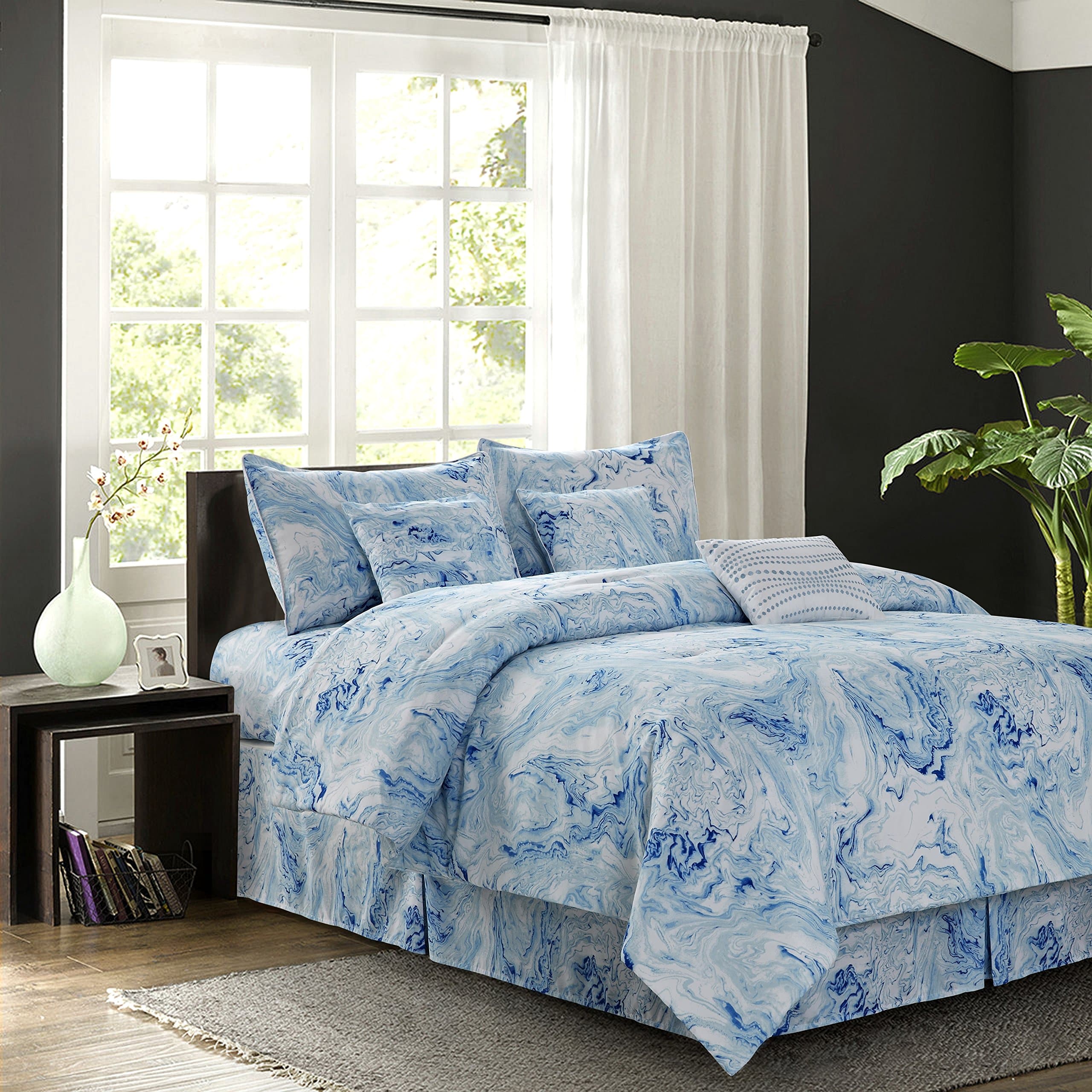 R2Zen Carrera Blue 7-Piece Comforter Set, Queen