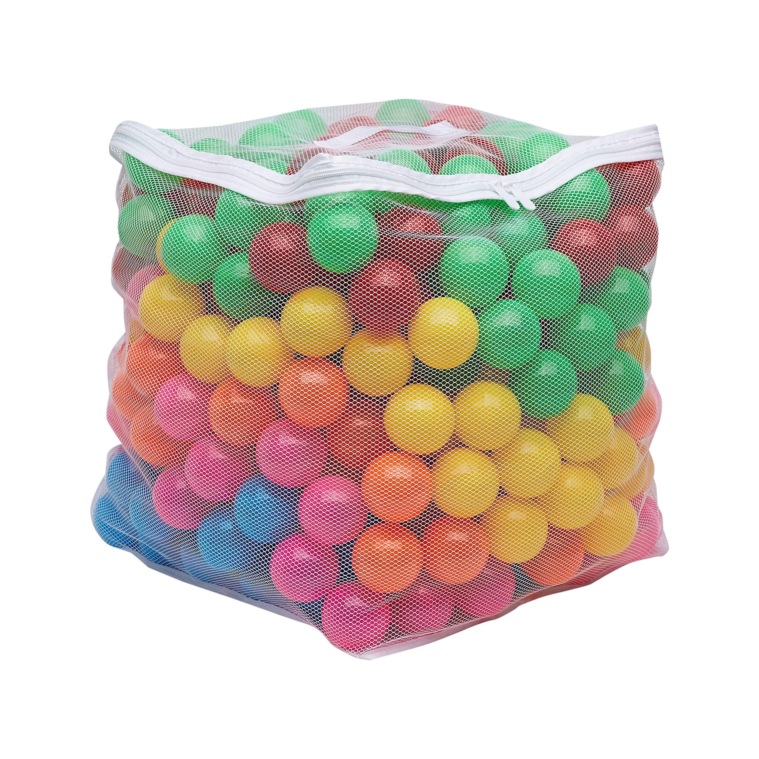 Amazon Basics BPA Free Ball Pit Balls with Storage Bag, Crush-Proof Plastic for Toddlers Kids 12+ Months Play, Phthalate Free, 6 Bright Colors, Pack of 400